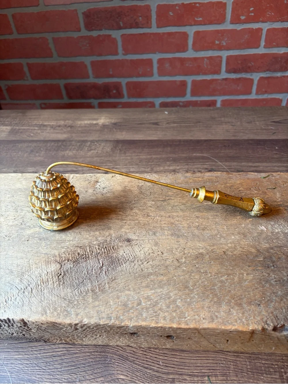 Vintage Heavy Brass Pineapple Candle Snuffer Long Handle Extinguisher